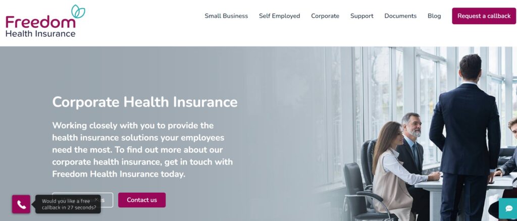 Screengrab of freedom health insurance