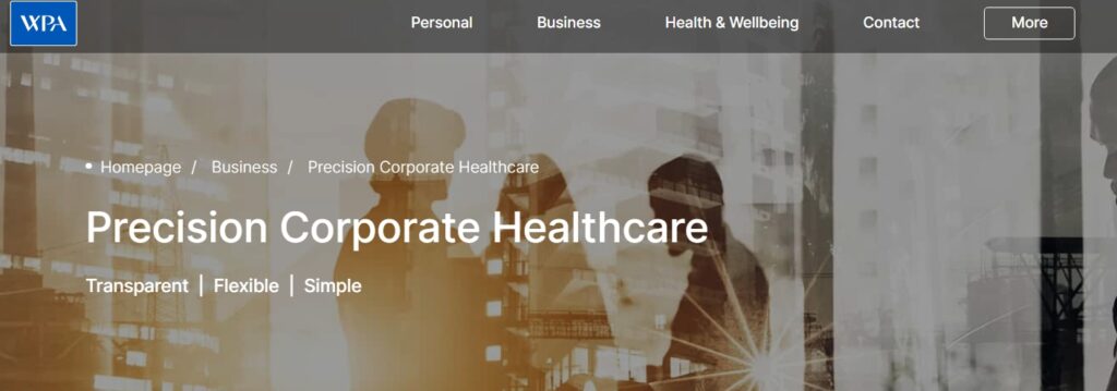 WPA corporate health insurance screen grab
